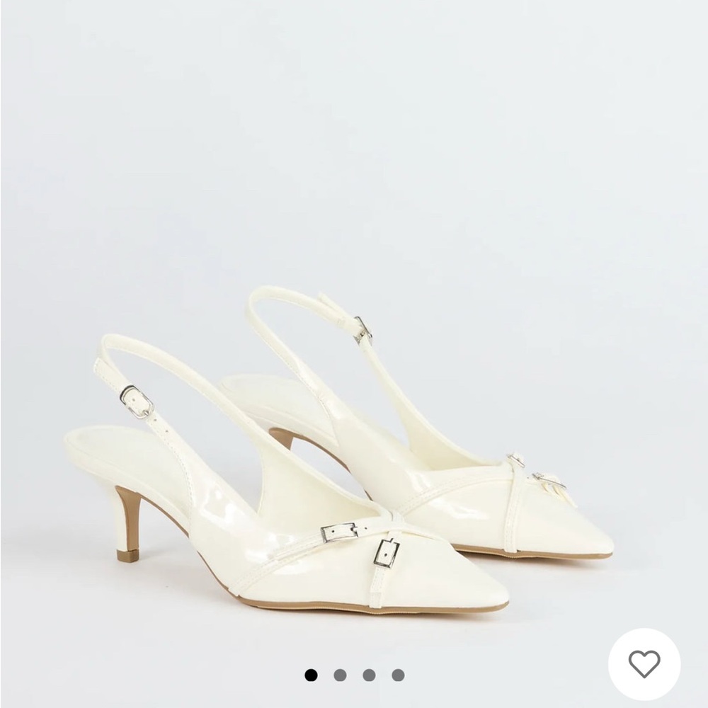 Windsor White Kitten Heel Sling-Backs